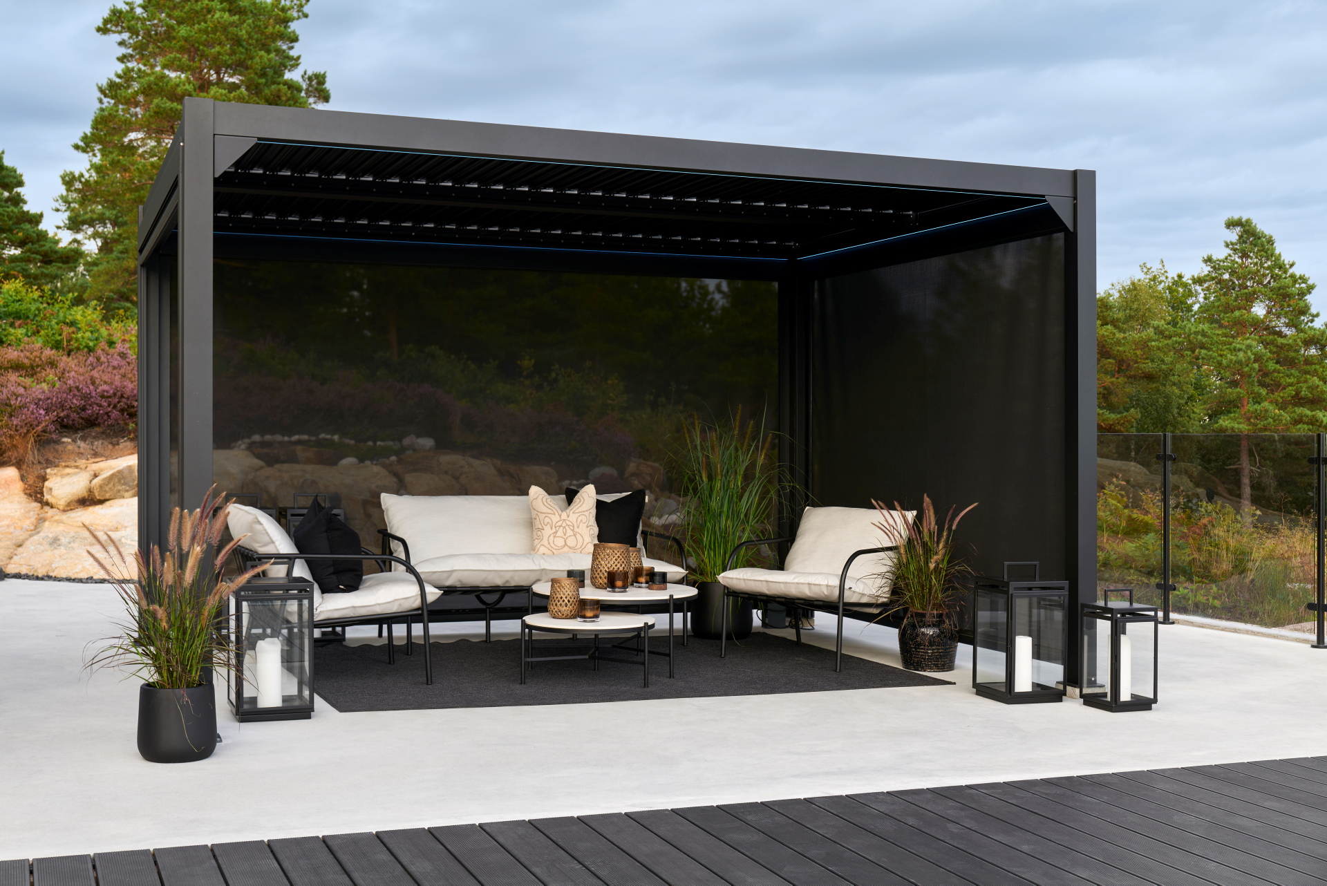 Pergola 3x4 meter m/LED-lys  