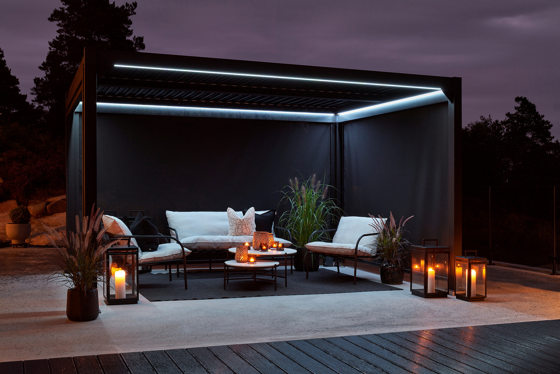 Pergola 3x4 meter m/LED-lys  